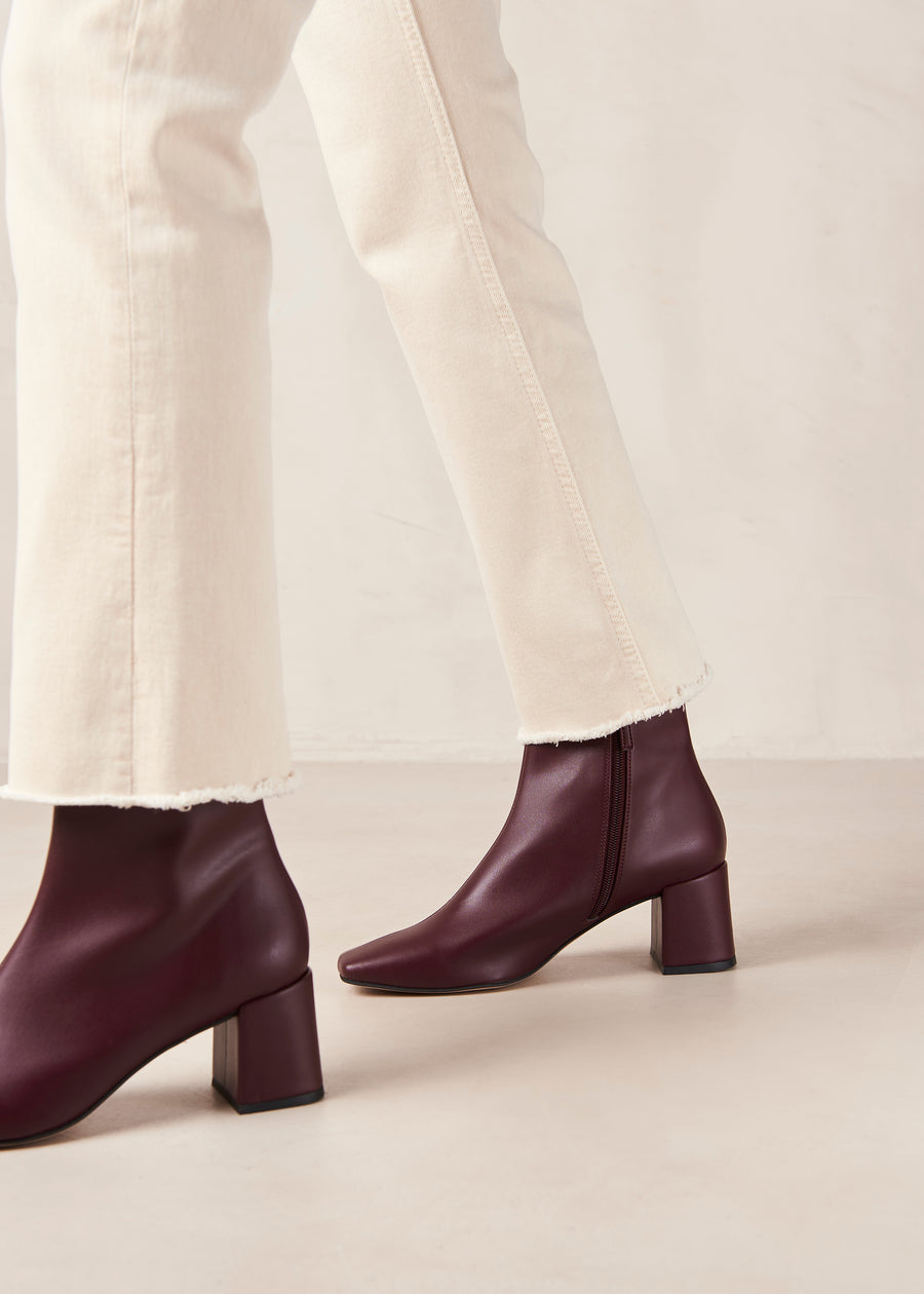 Watercolor Beet Vegan Leather Ankle Boots