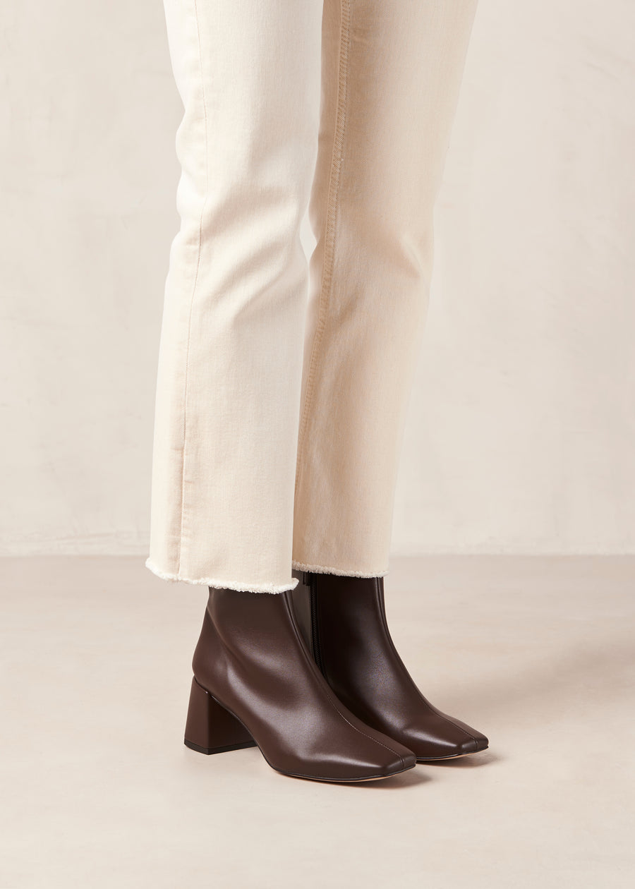 Watercolor Umber Brown Vegan Leather Ankle Boots
