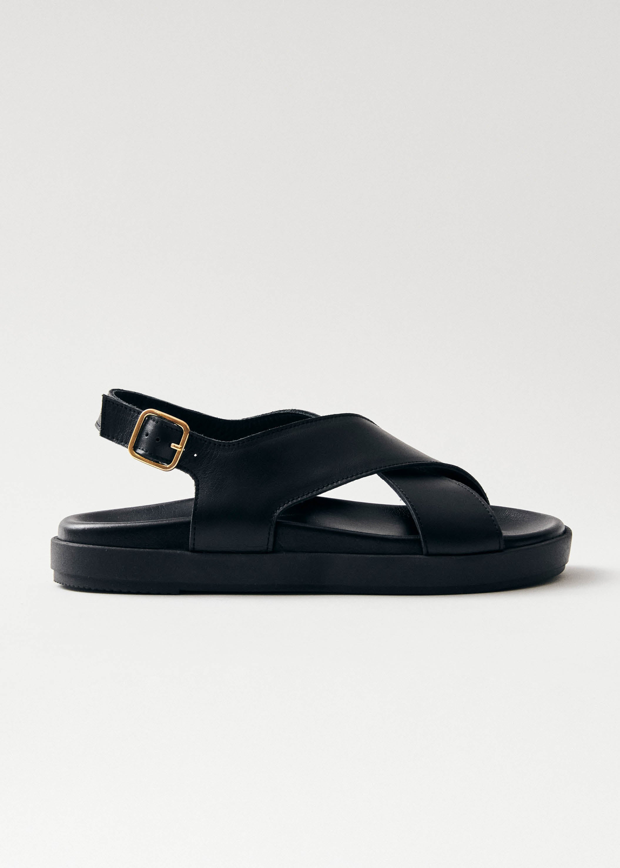 Nico Black Leather Sandals | ALOHAS