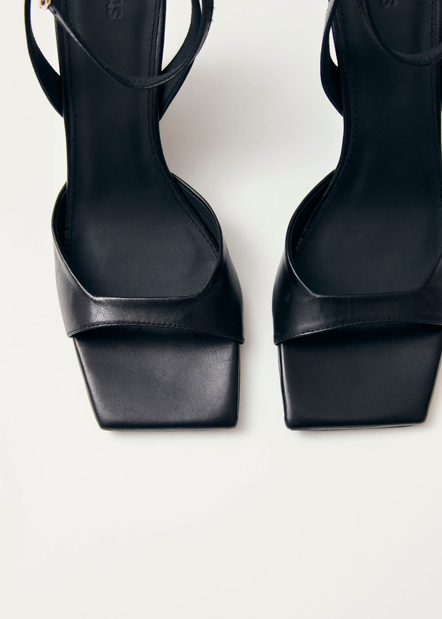 Riya Black Leather Sandals