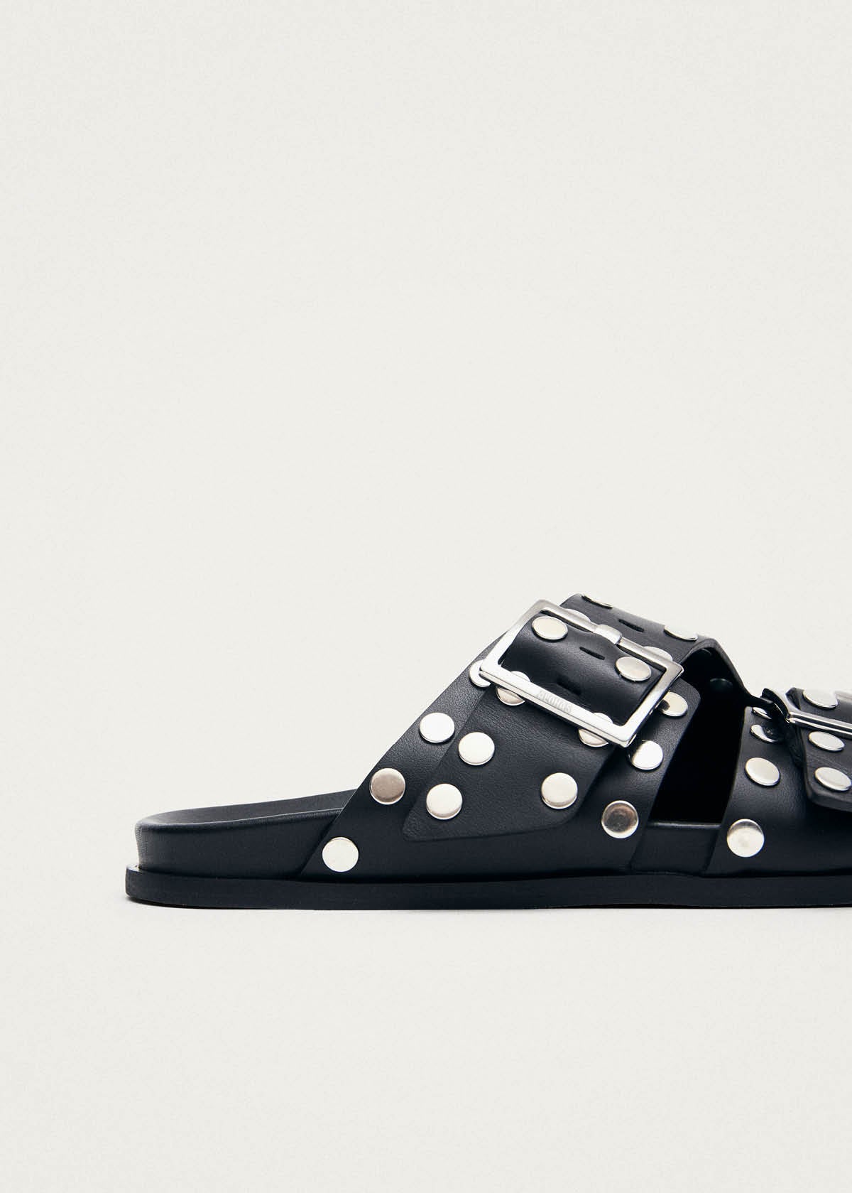 Alba Nieten Schwarze Leder Sandalen