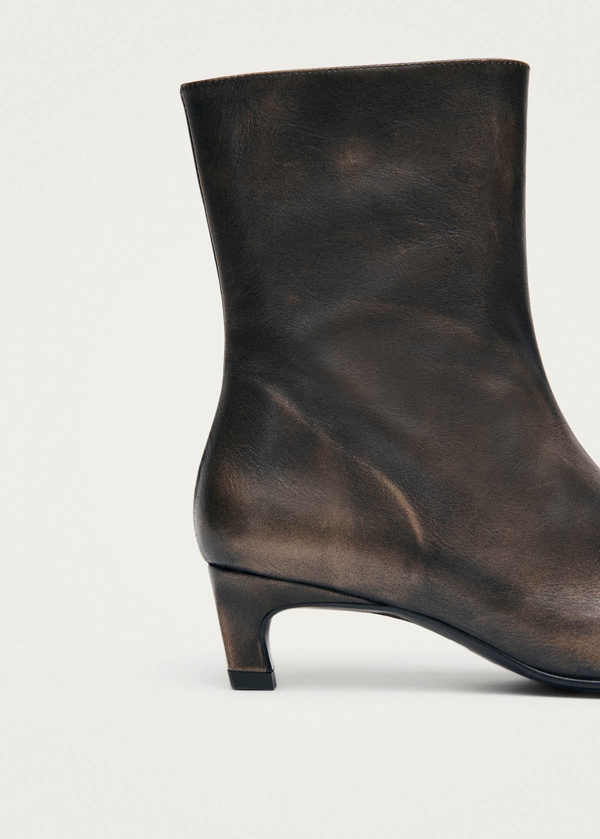 Ambar Vintage Effect Brown Leather Ankle Boots