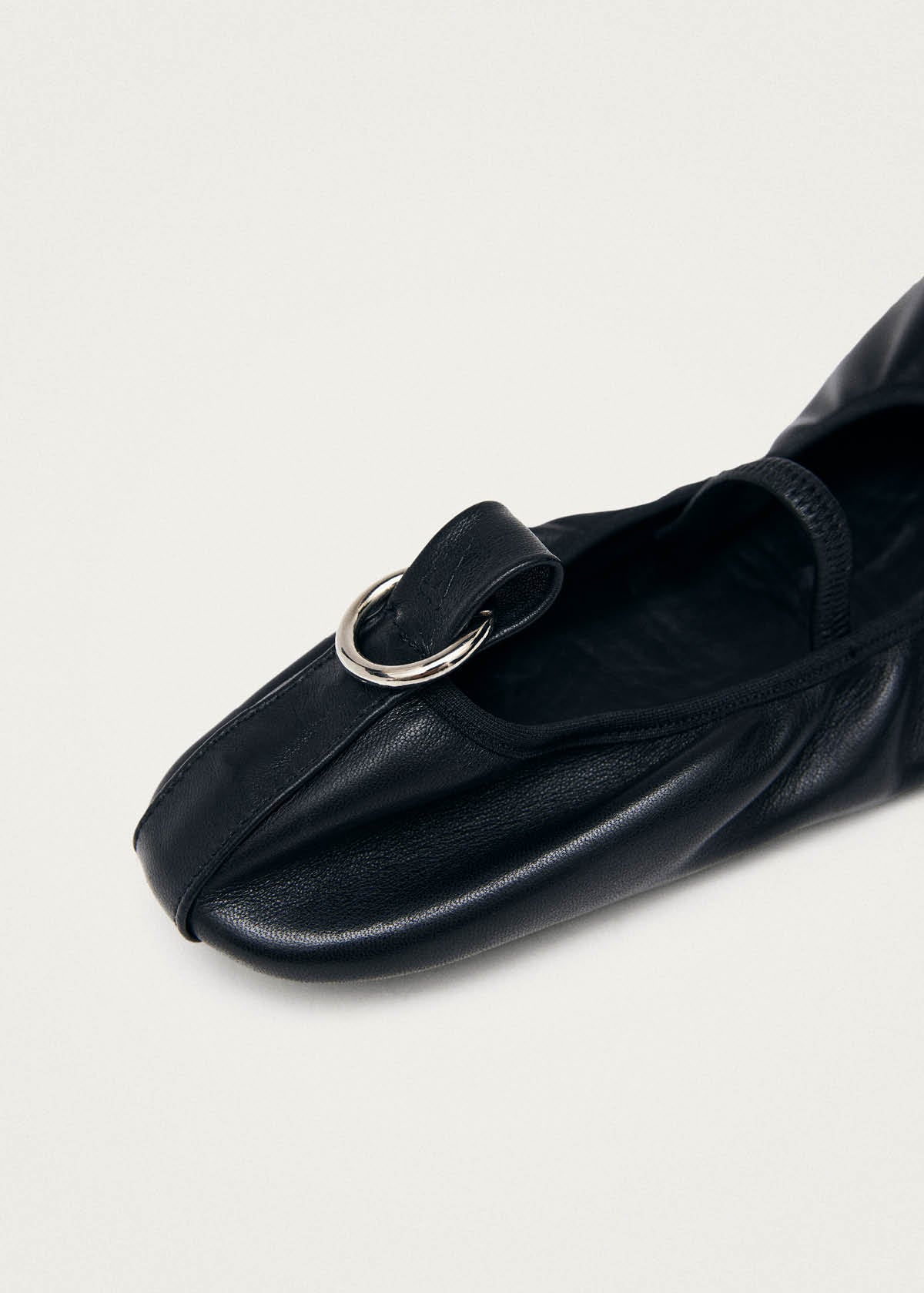 Naira Black Leather Ballet Flats
