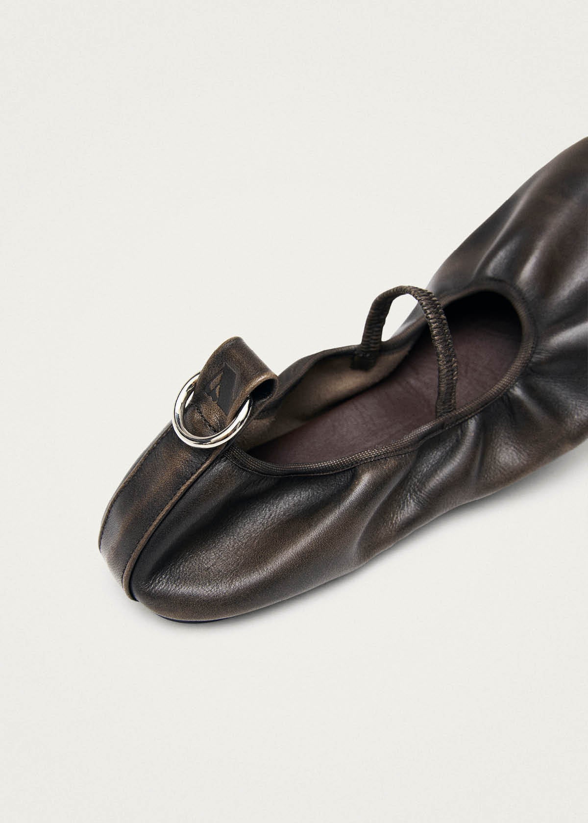 Naira Vintage Effect Brown Leather Ballet Flats