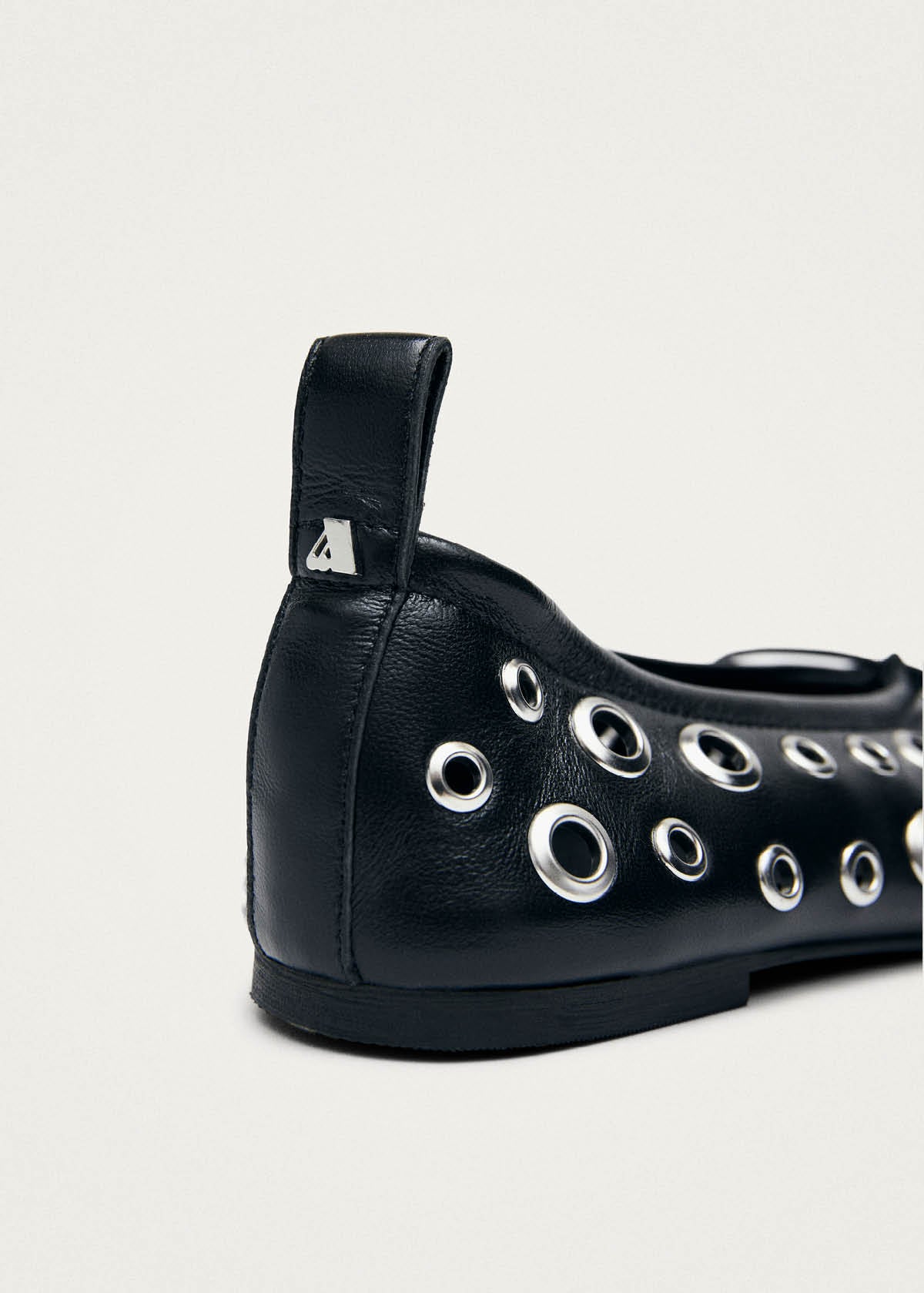 Rosalind All Eyelets Black Leather Ballet Flats