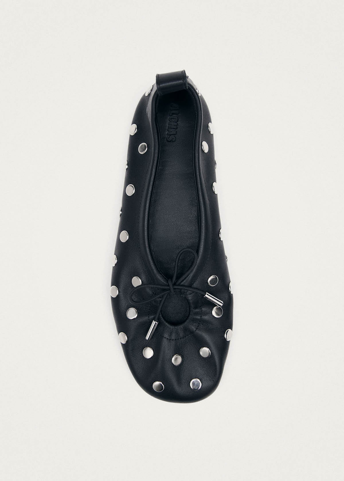 Rosalind All Studs Black Leather Ballet Flats | ALOHAS
