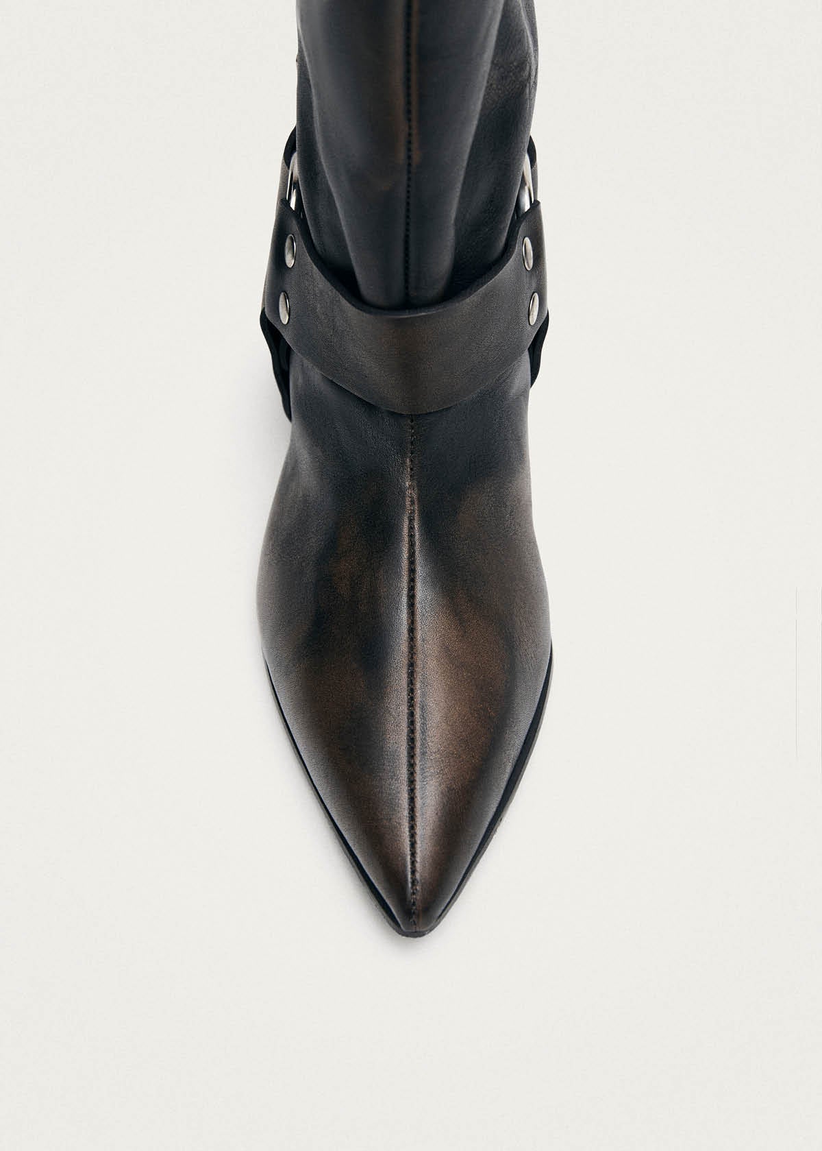 Samia Buckle Vintage Effect Brown Leather Boots