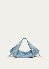 Sue Mini Sac en Cuir Bleu Ciel Suédé avec Tous les Clous