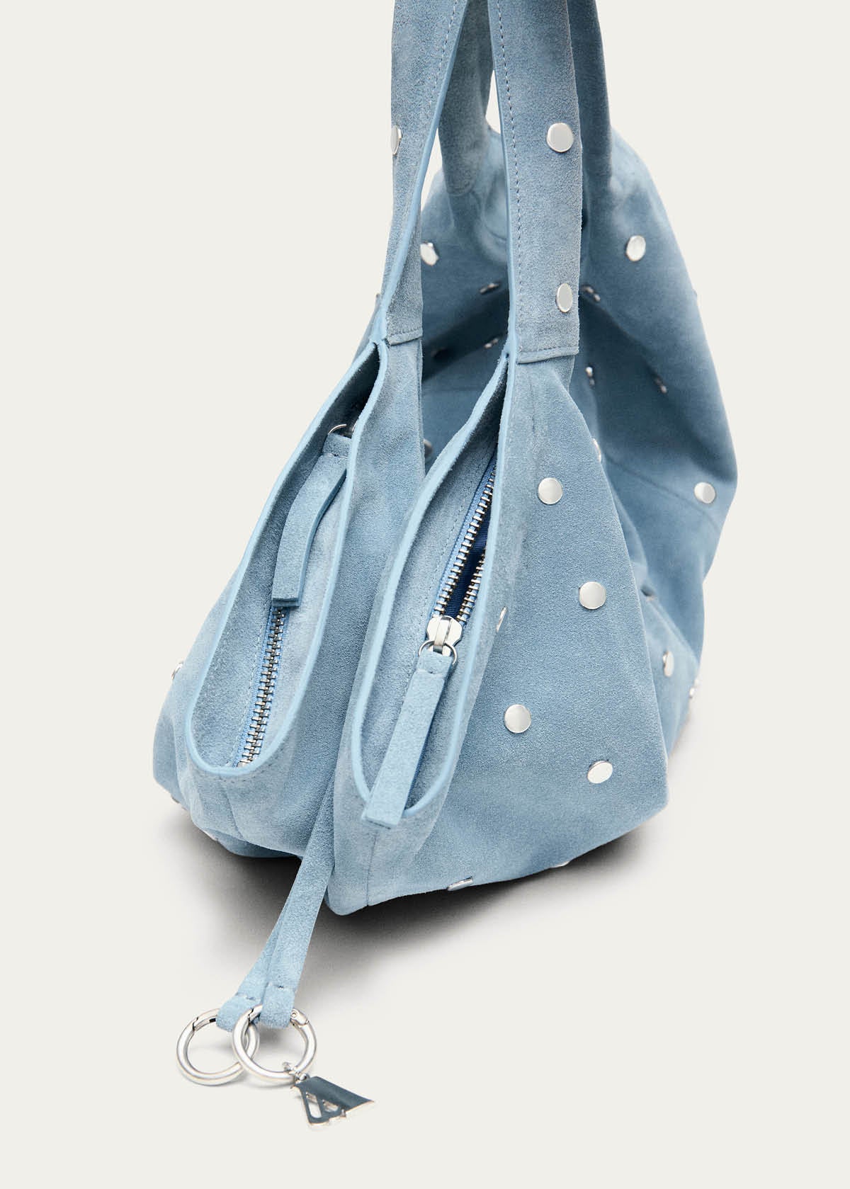 Sue Mini All Studs Suede Sky Blue Leather Bag