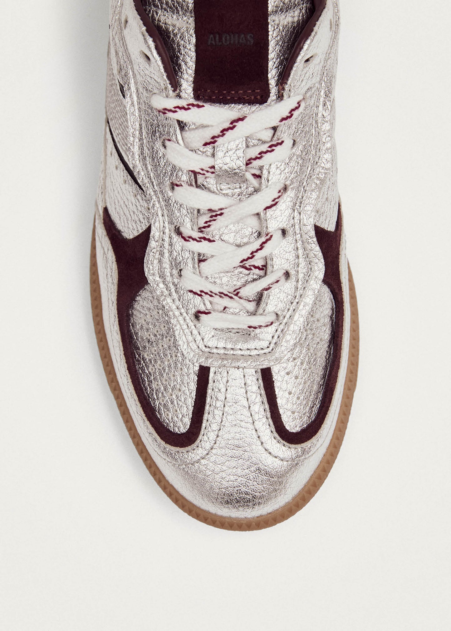Tb.490 Grain Shimmer Silver & Burgundy Leather Sneakers