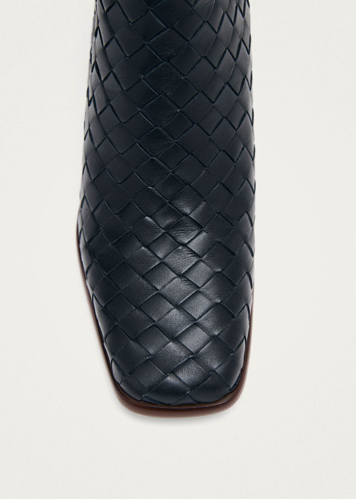 West Braided Black Leather Ankle Boots Ankle Boots ALOHAS