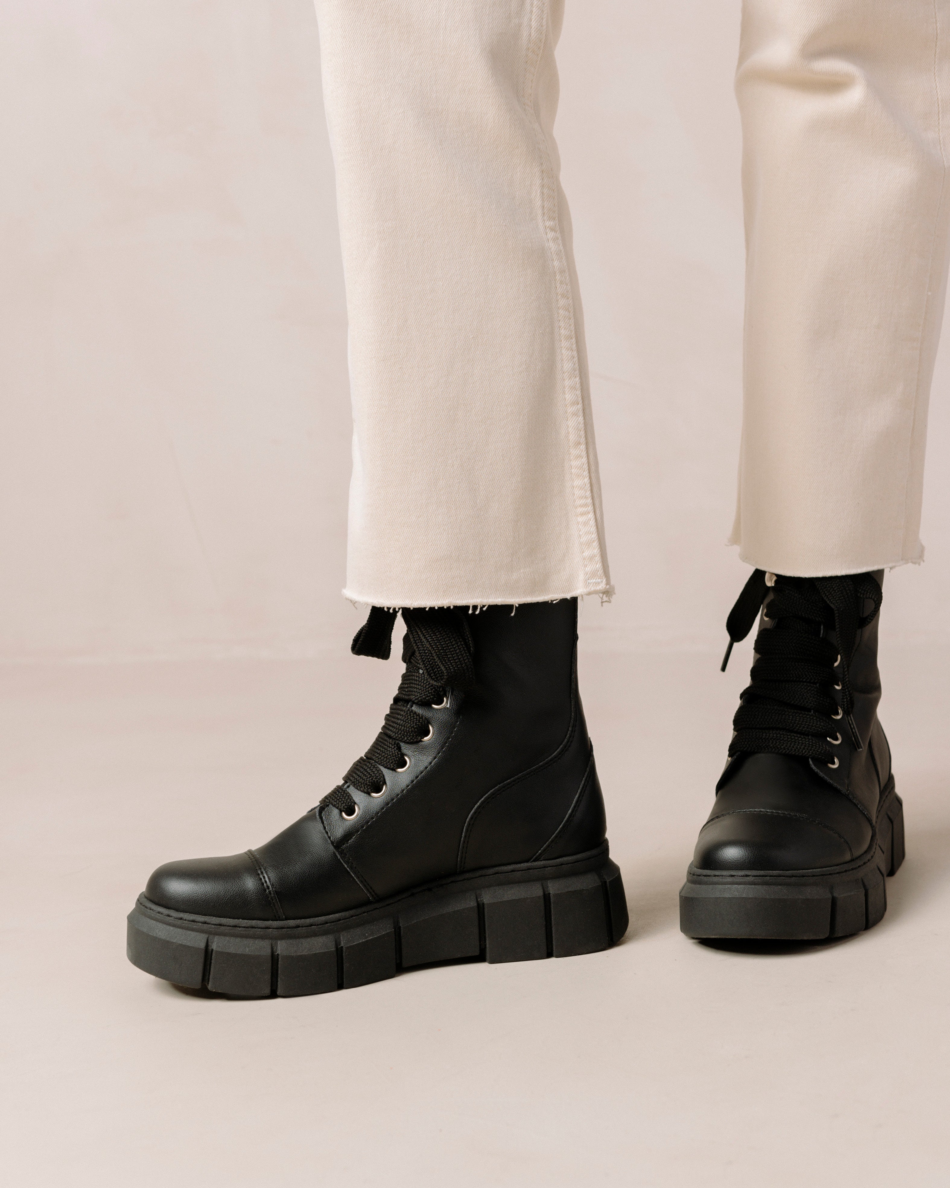 Can Can Black Vegan Leather Boots ALOHAS