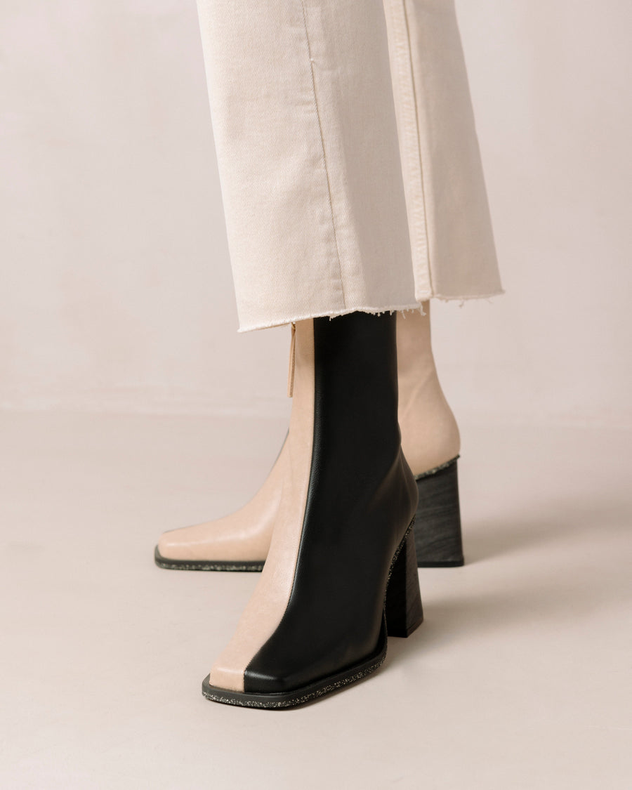South Bicolor Corn Black Stone Beige Ankle Boots ALOHAS