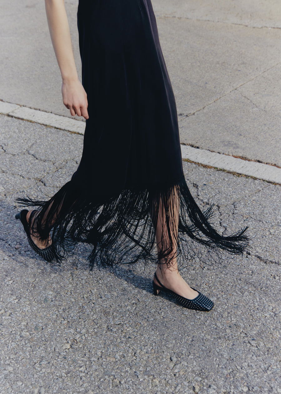 Fleck Black Midi Dress