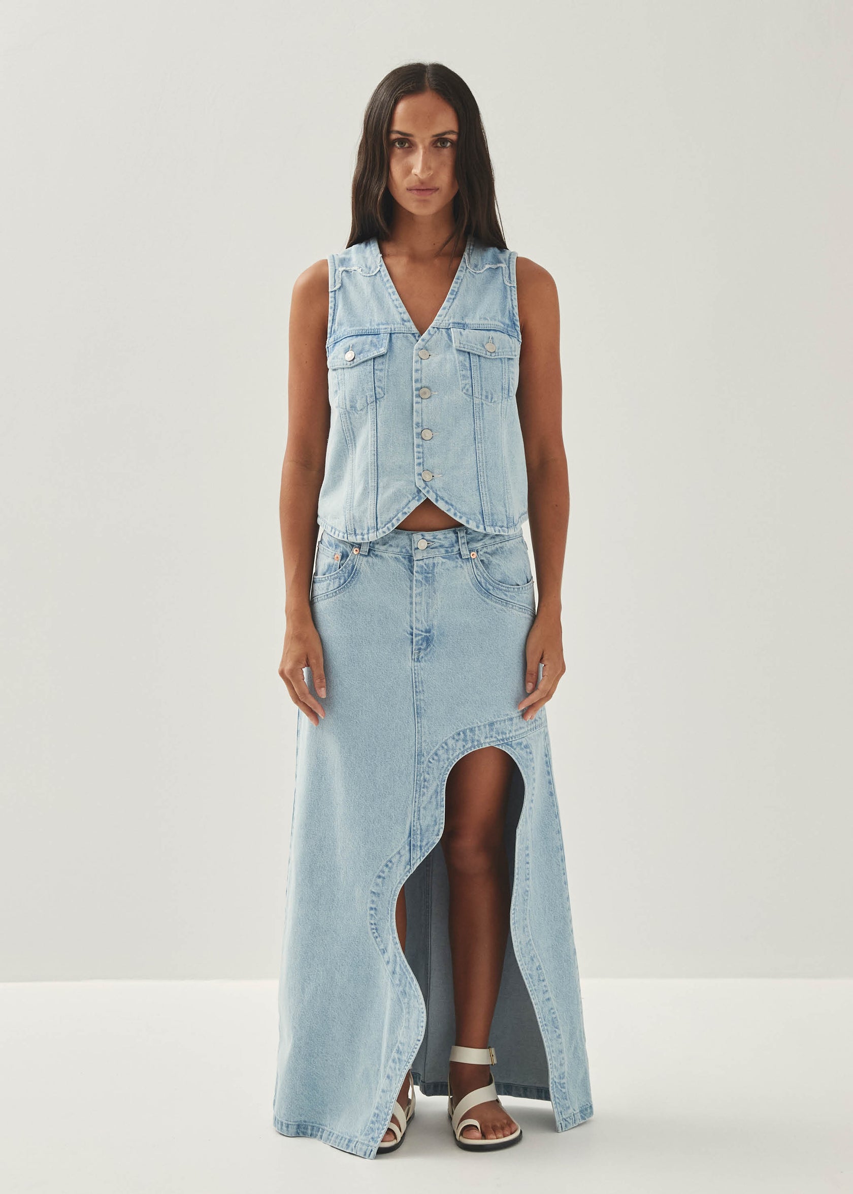 NMHELSA Long Skirt - Light Blue Denim main image 1