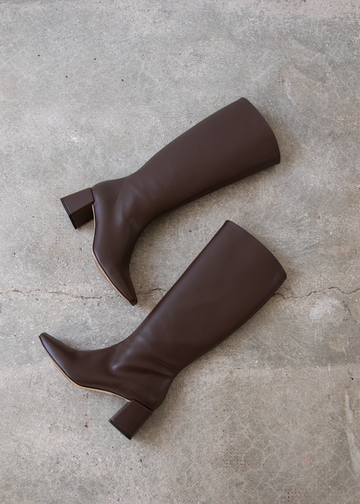 Brown Leather Boots with Mid Heel | Made in Italy Shoes
