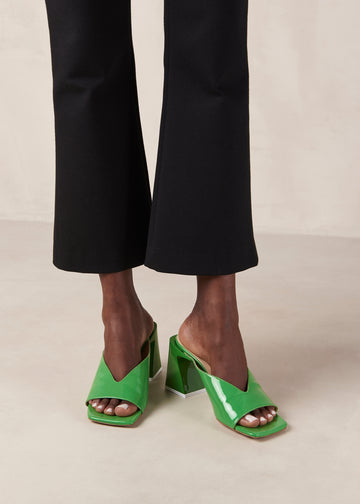 Tasha Green Leather Mules ALOHAS