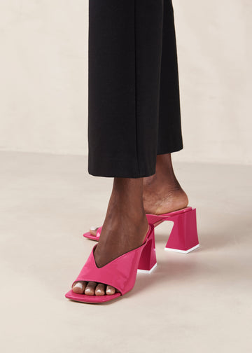 pink leather mules