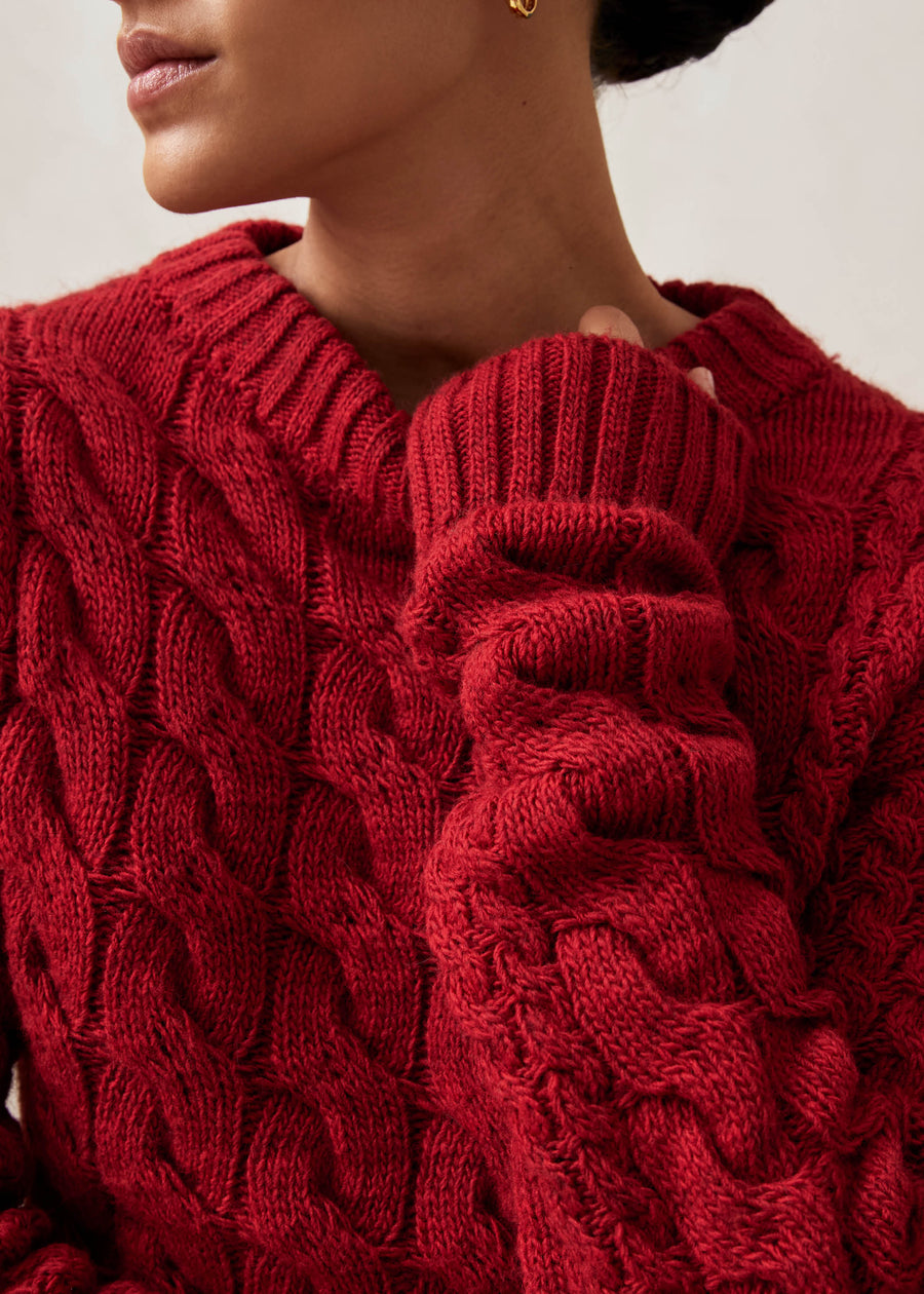 Blossom Red Tricot Sweater