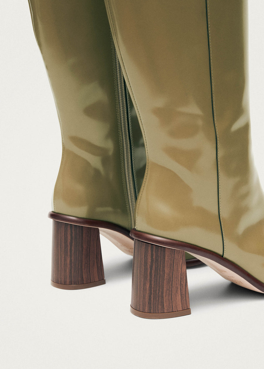 East Sleek Khaki Leather Boots