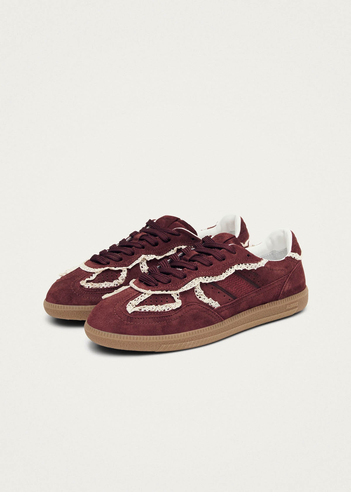 Crochet Burgundy Leather Sneakers - Main Image