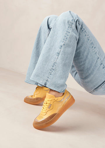 TB.87 - Yellow and Grey Leather Sneakers | ALOHAS