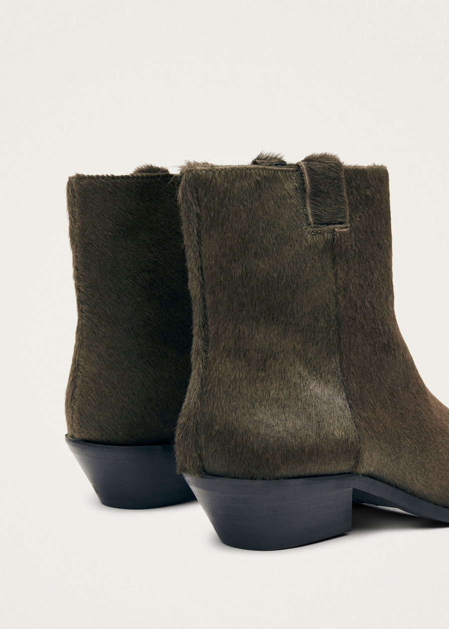 Syd Soft Khaki Leather Ankle Boots