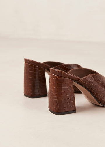 Frenchie Brown Leather Mules ALOHAS