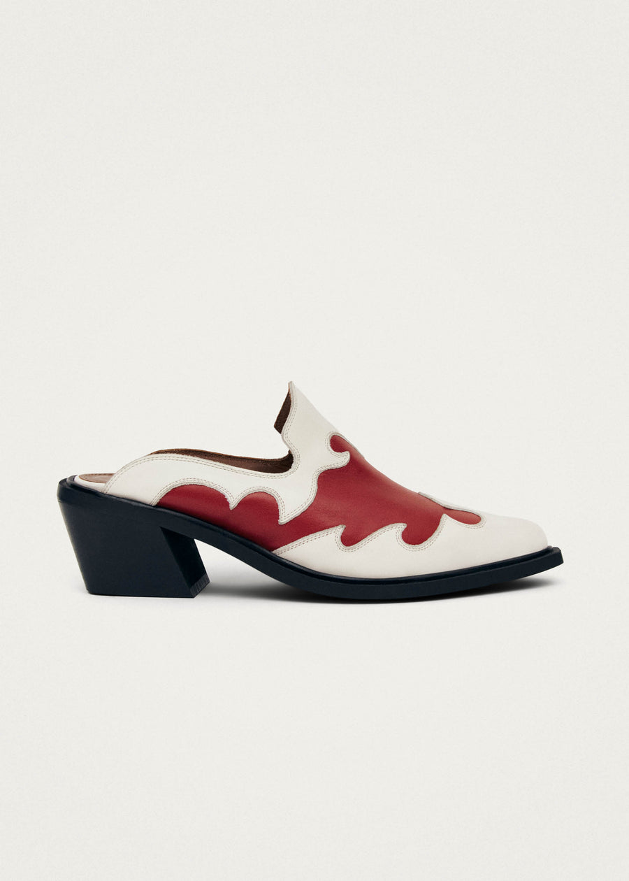 Weston Bicolor Red Cream Leather Mules