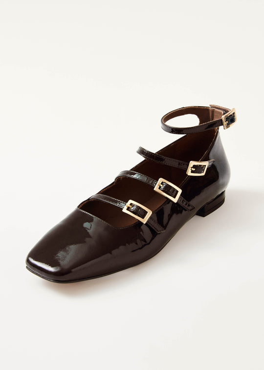 Luke Onix Coffee Brown Leather Ballet Flats