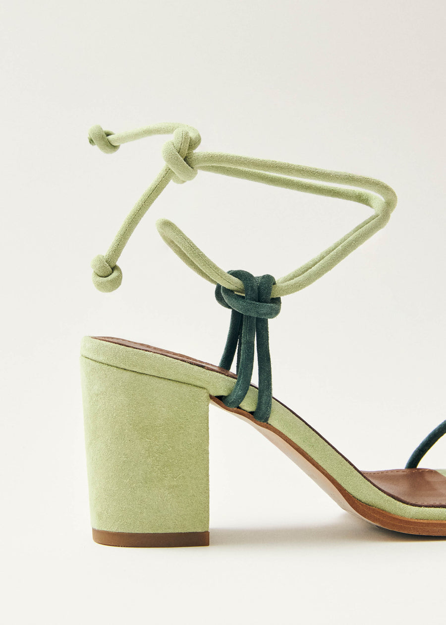 Grace Bicolor Green Leather Sandals