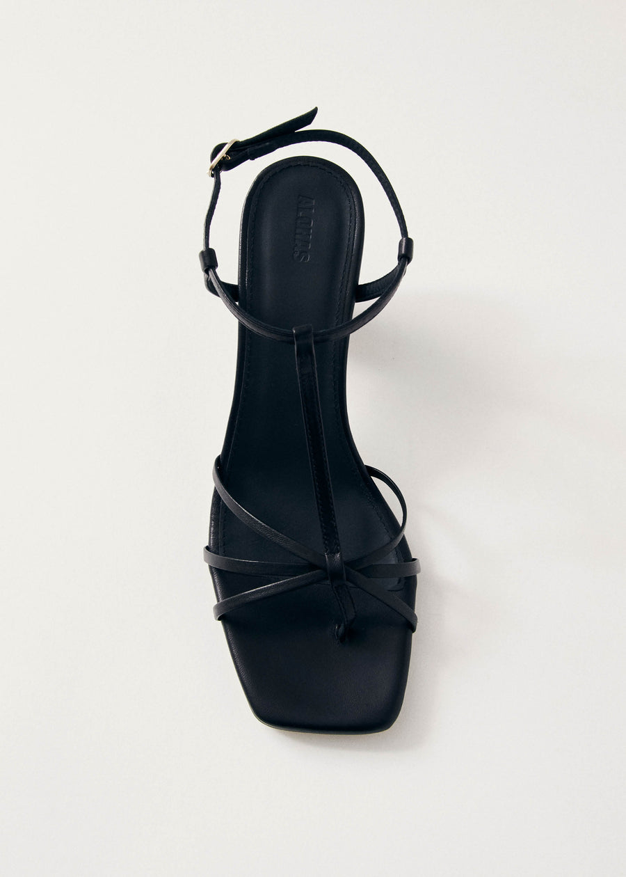 Ines Black Leather Sandals