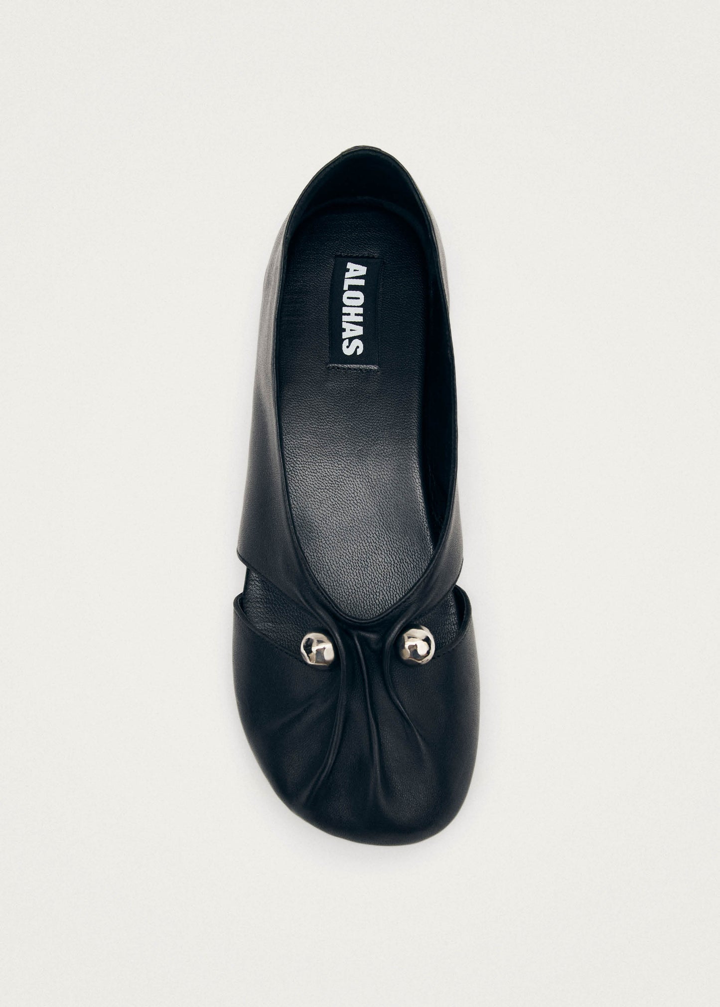 Ravena Black Leather Ballet Flats