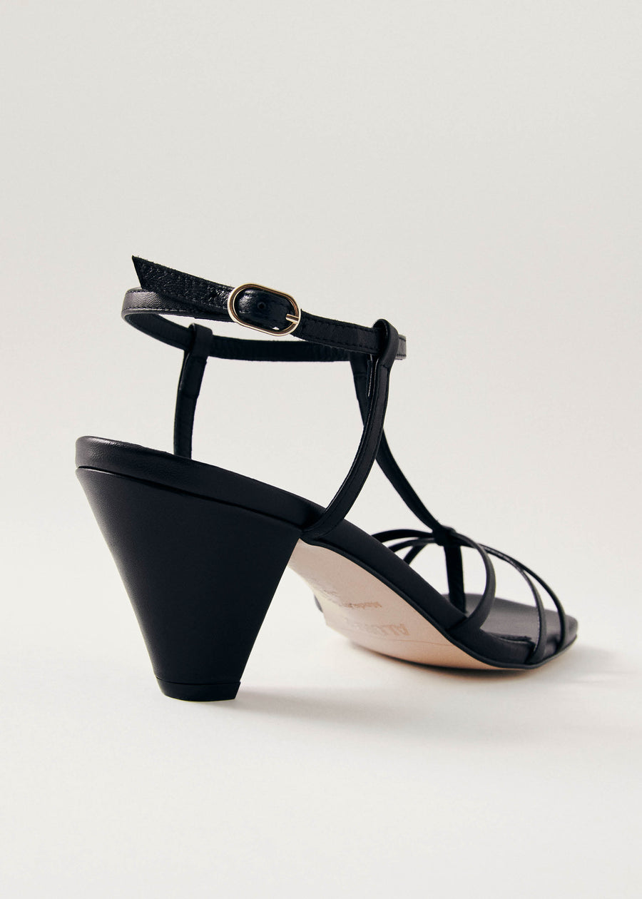 Ines Black Leather Sandals