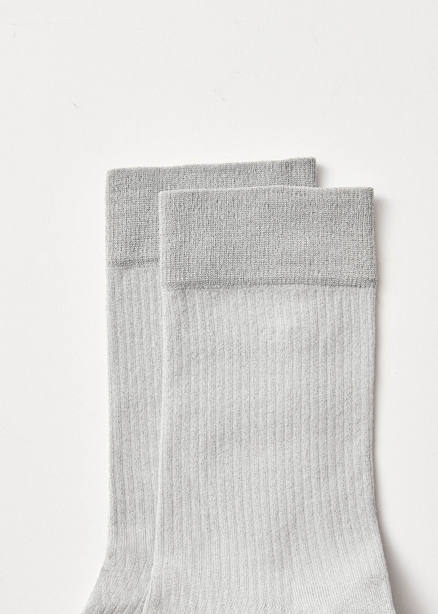 Ava Shimmer Silver Socks