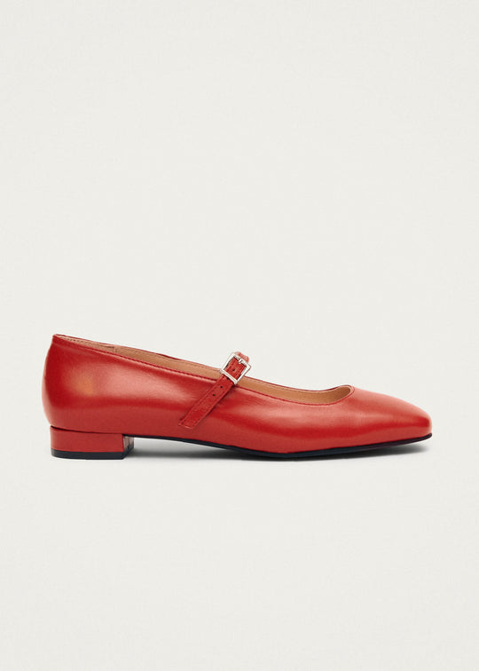 Por Do Sol Red Leather Ballet Flats