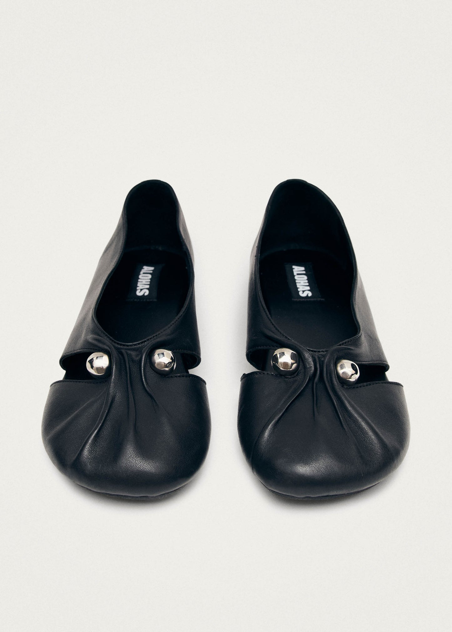 Ravena Black Leather Ballet Flats