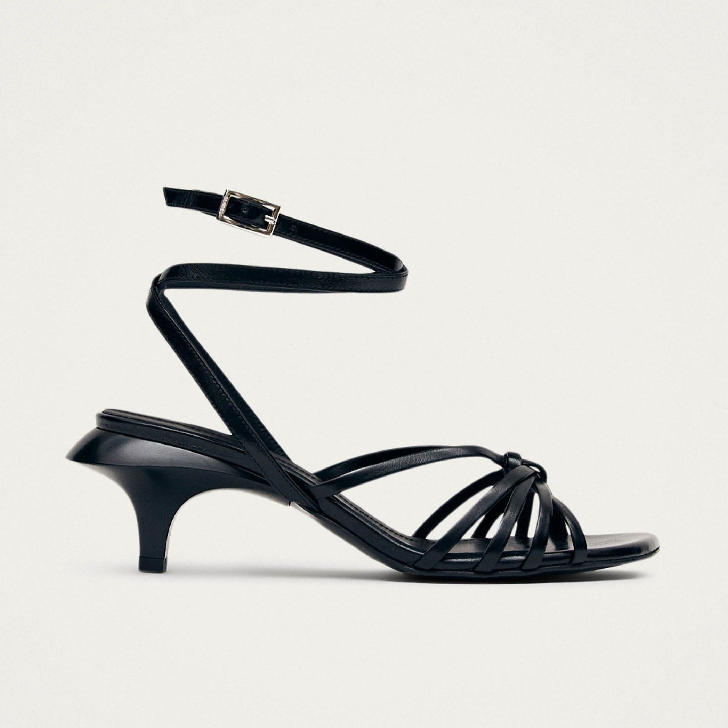 Soleia Black Leather Sandals