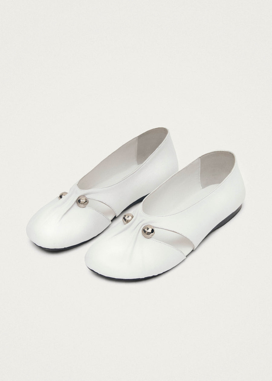 Ravena White Leather Ballet Flats