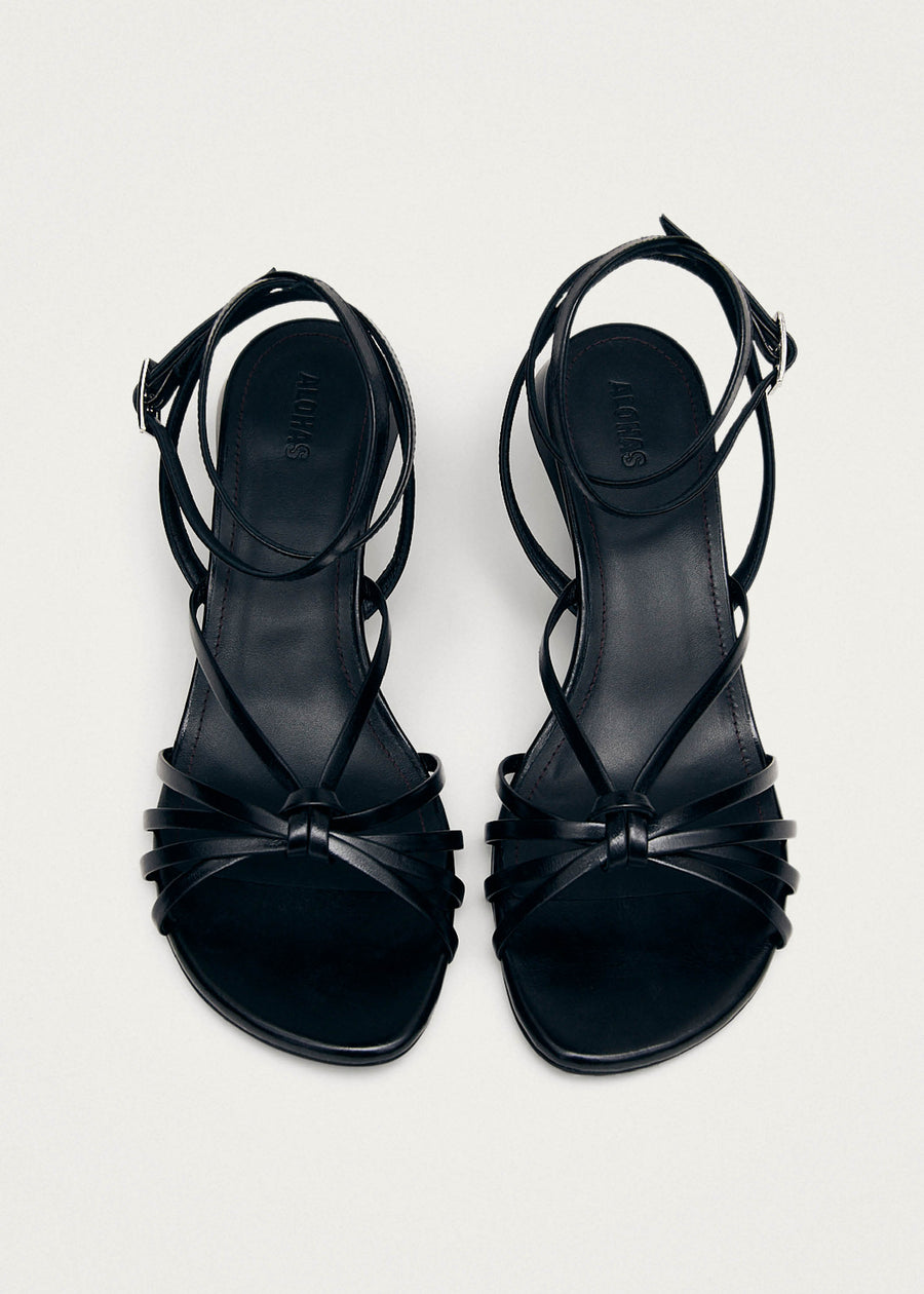 Soleia Black Leather Sandals