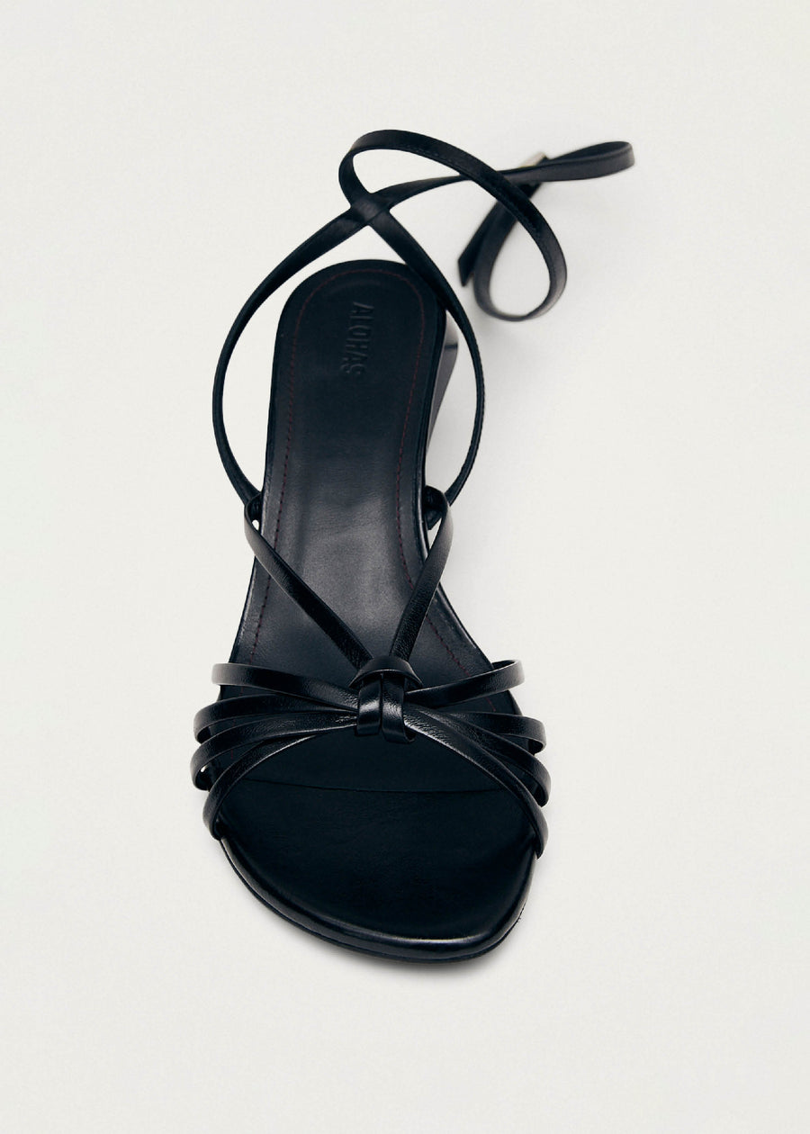 Soleia Black Leather Sandals