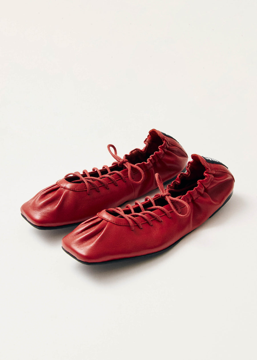 Aureline Red Leather Ballet Flats