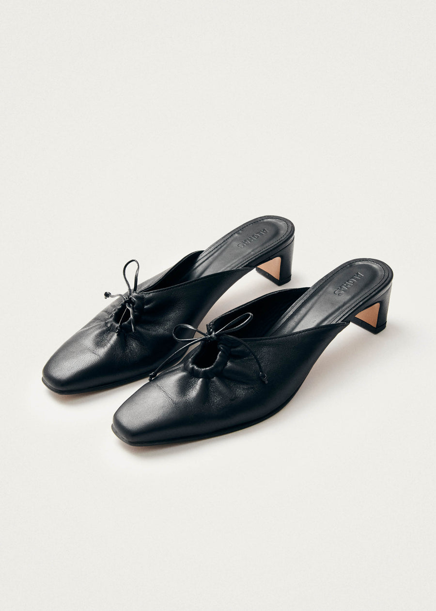 Amar Black Leather Mules