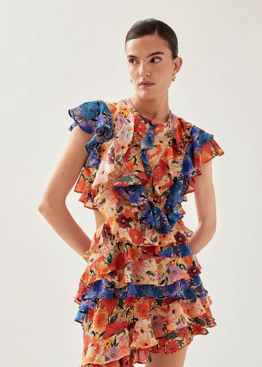 Lorette Print Floral Multicolor Mini Dress
