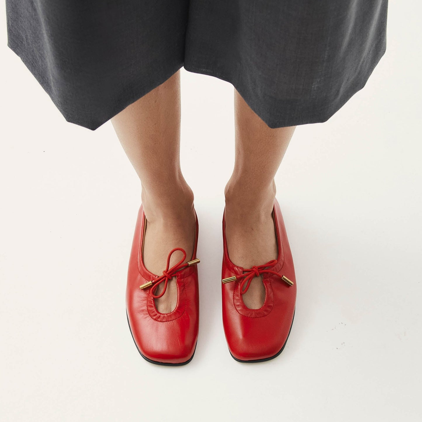 Rosalind Red Leather Ballet Flats