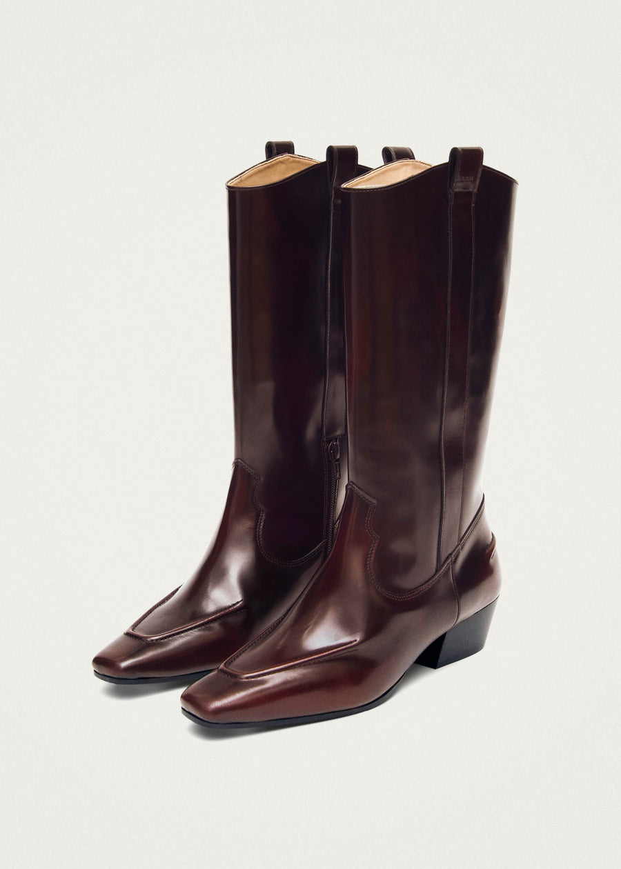 Chase Brushed Burgundy Leather Boots