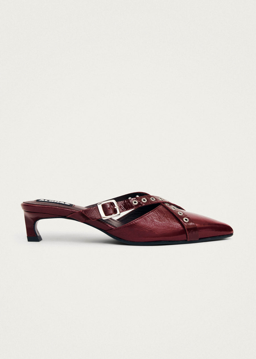 Zyra Onix Burgundy Leather Mules