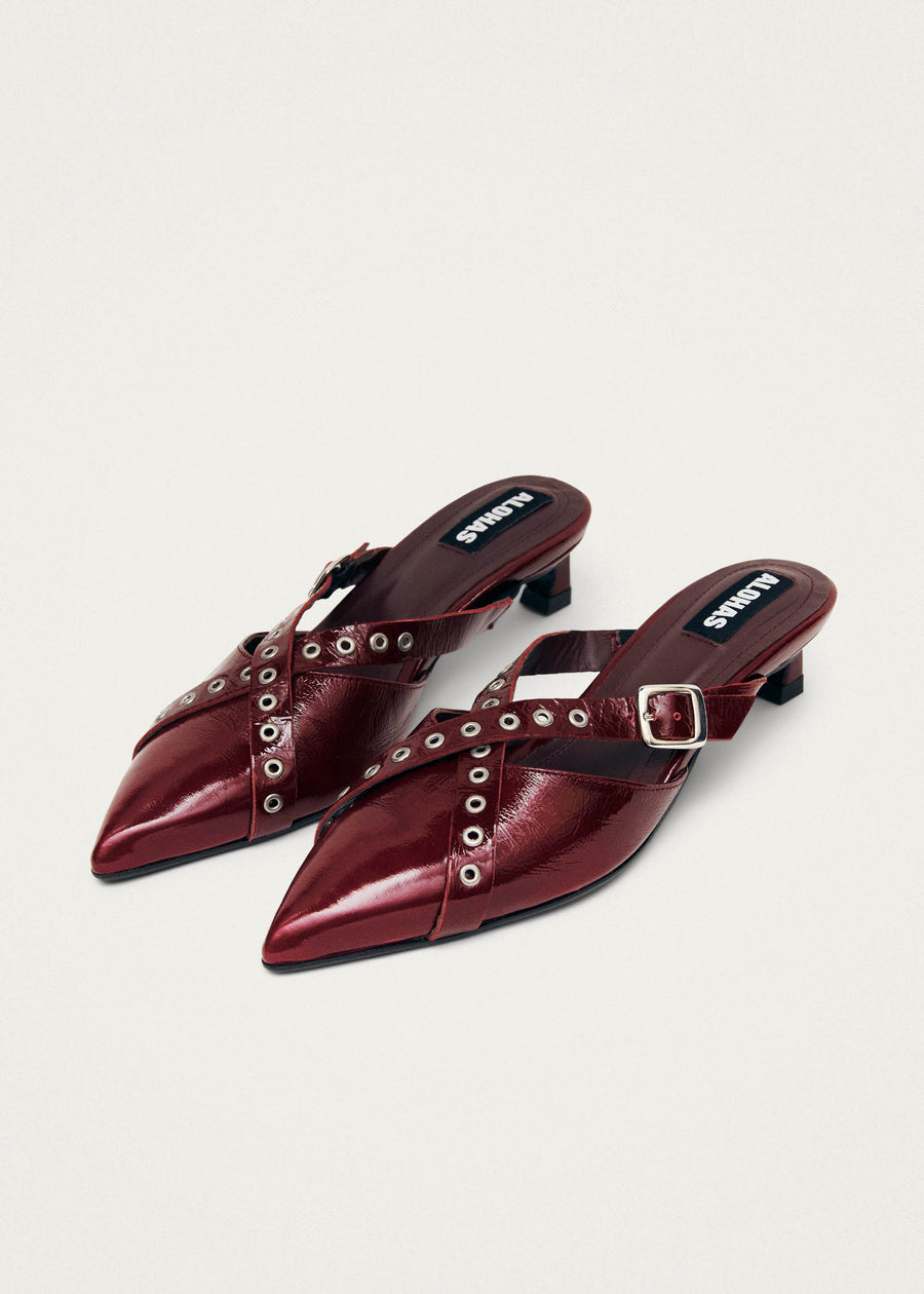 Zyra Onix Burgundy Leather Mules