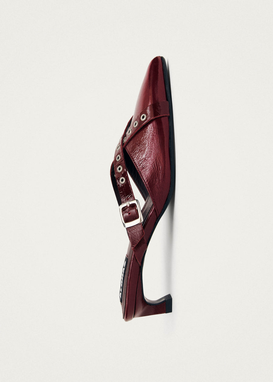 Zyra Onix Burgundy Leather Mules