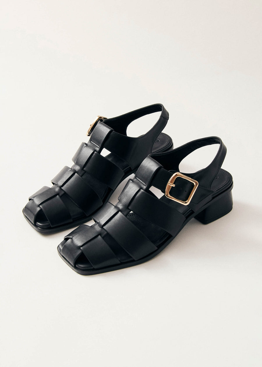 Leona Black Vegan Leather Sandals